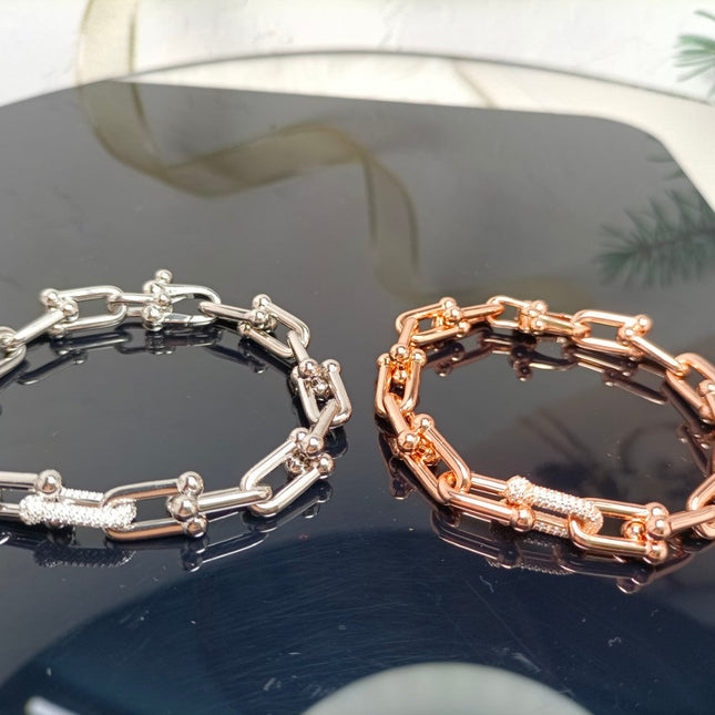 HARDWARE BRACELET PINK GOLD AND SILVER DIAMOND