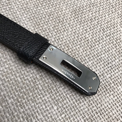 HM 26S KELLY BELT IN BLACK CALFSKIN SILVER HARDWARE