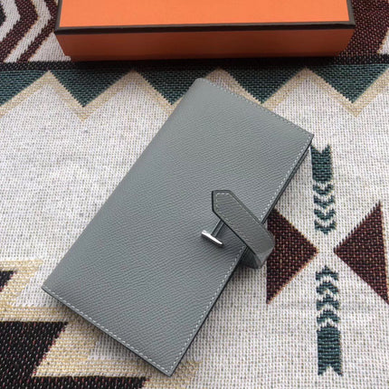 BEARN LONG 17 WALLET IN SHADOW GRAY EPSOM LEATHER