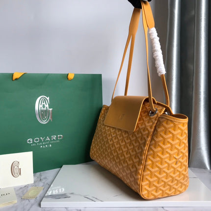 GOYA 26S ROUETTE PM TOTE BAG 30CM IN CARAMEL BROWN CANVAS AND CALFSKIN