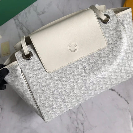 GOYA 26S ROUETTE PM TOTE BAG 30CM IN IVORY WHITE CANVAS AND CALFSKIN