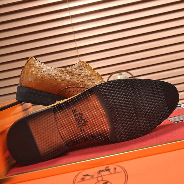 HM BUSINESS LACE UP SHOES BRONZE CALFSKIN WITH MESH MOTIF