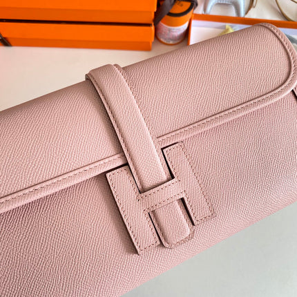 JIGE ELAN 29 CLUTCH IN CREPE PINK CALFSKIN