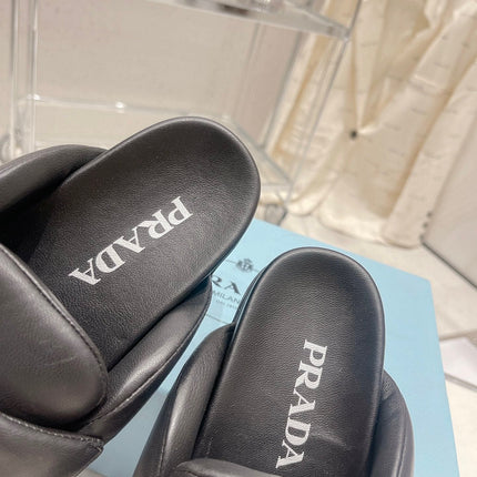 PRA SOFT PADDED NAPPA SHEARLING MULES BLACK LAMBSKIN