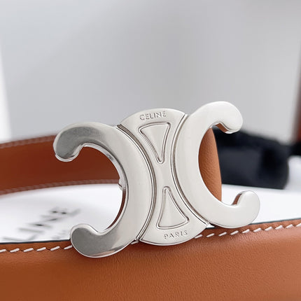 CELINE 26S BELT 25 MM IN BROWN CALFSKIN 672023