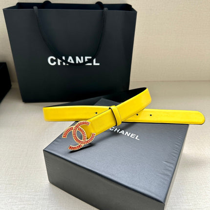 CHANEL 25S BELT 30 MM IN YELLOW CALFSKIN 616967