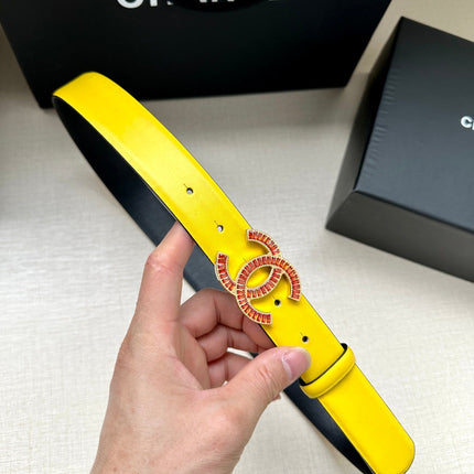 CHANEL 25S BELT 30 MM IN YELLOW CALFSKIN 616967