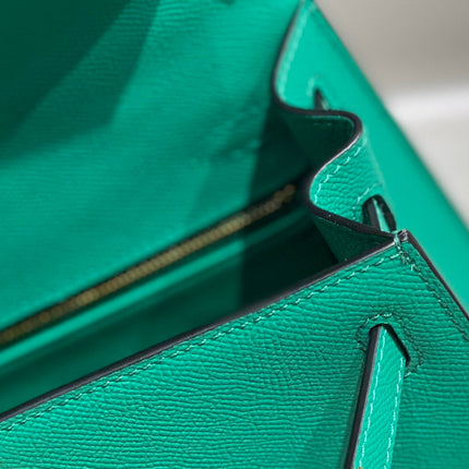 KELLY 25CM IN VERT VERTIGO EPSOM CALFSKIN GOLD HARDWARE