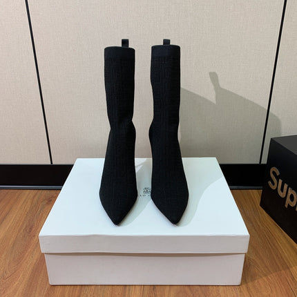 BALMAIN 26S BOOTS 95 MM IN BLACK FLYKNIT STYLE 7