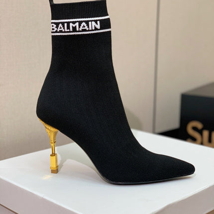BALMAIN 26S BOOTS 95 MM IN BLACK FLYKNIT STYLE 5