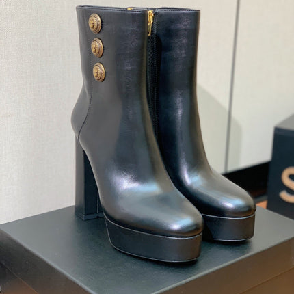 BALMAIN 26S ANKLE BOOTS 100 MM IN BLACK CALFSKIN