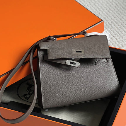 KELLY DESORDRE 20 IN WENGE BROWN EPSOM LEATHER WITH SILVER HARDWARE