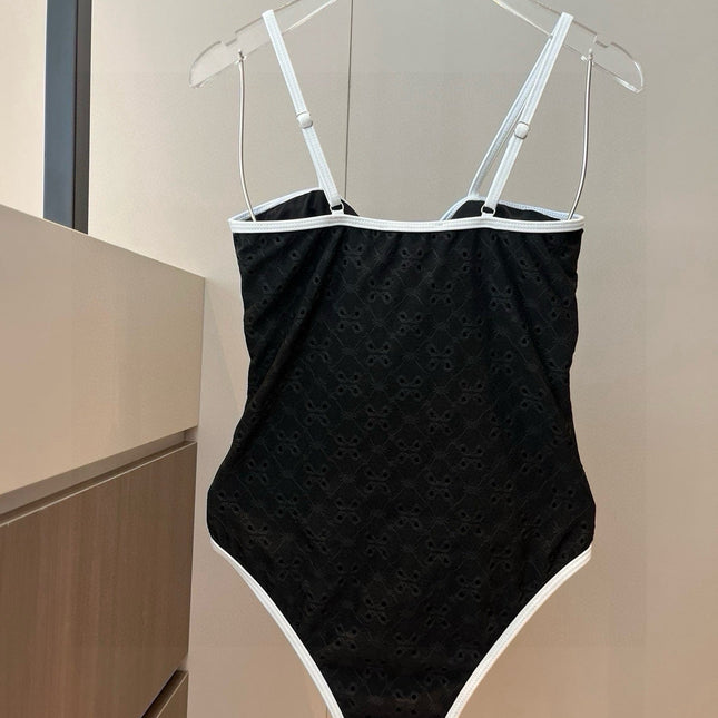 CC BIKINI SWIMSUIT SET IN BLACK AND WHITE TRIM 594785