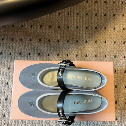 MIUMIU 26S BALLERINAS IN ALUMINUM GRAY MESH FABRIC