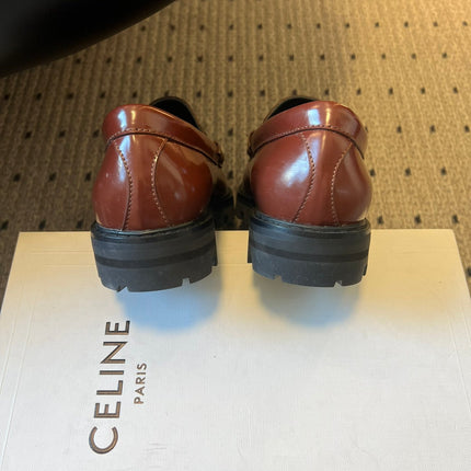CELINE 26S LOAFER IN WINE RED CALFSKIN