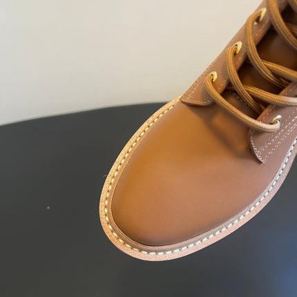 CELINE 26S MARGARET COMBAT BOOT 45 MM IN BROWN CALFSKIN