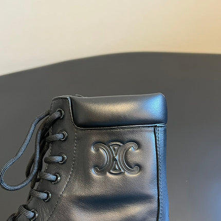CELINE 26S MARGARET COMBAT BOOT 45 MM IN BLACK CALFSKIN