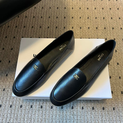 CELINE 26S FLAT LOAFERS IN BLACK LAMBSKIN