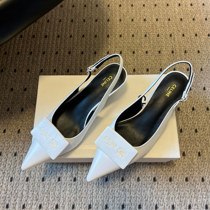 CELINE 26S HIGH-HEEL SLINGBACK 45 MM IN WHITE CALFSKIN