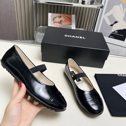 CHANEL 26S MARY JANE FLATS IN BLACK CALFSKIN