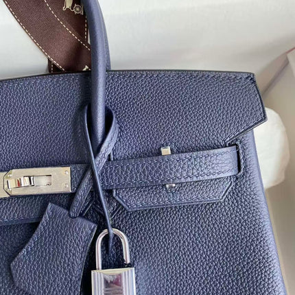 HM BIRKIN 30 BAG IN NAVY BLUE CALFSKIN SILVER HARDWARE