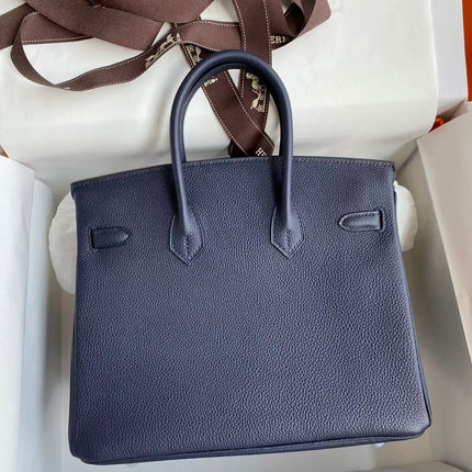 HM BIRKIN 30 BAG IN NAVY BLUE CALFSKIN SILVER HARDWARE