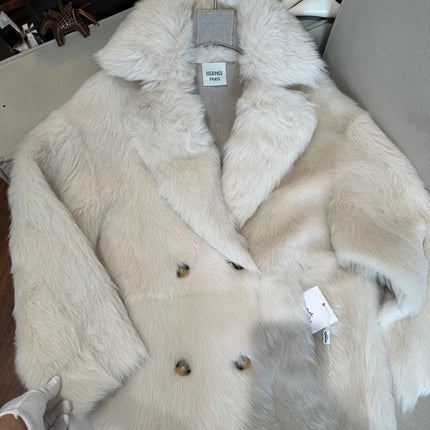 HERMES 26S SHEARLING COAT 814