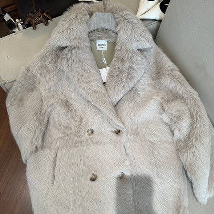 HERMES 26S SHEARLING COAT 813