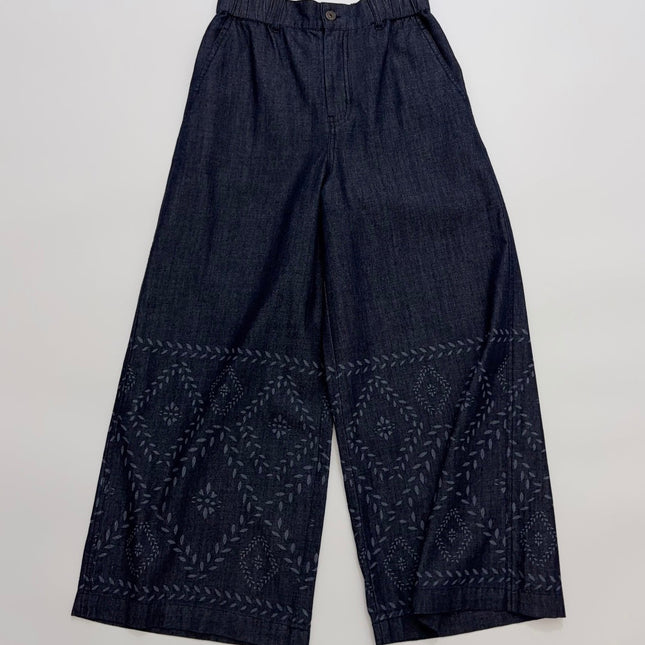 MAXMARA 26S WIDE-LEG EMBROIDERED DENIM PANTS 243