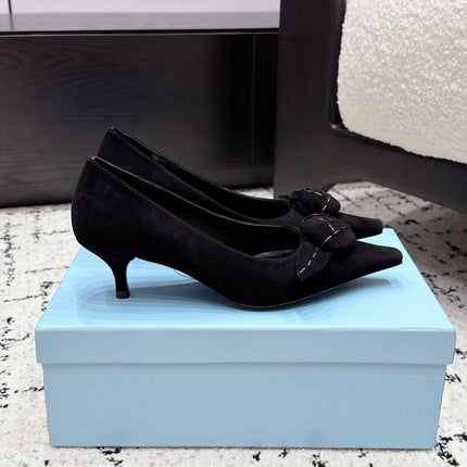 PRADA 26S HIGH HEELS 55 MM IN BLACK SUEDE