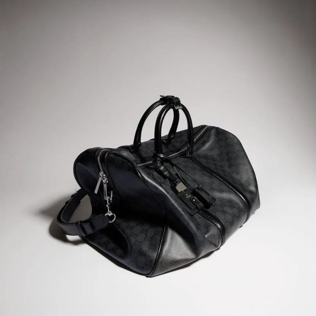 GUCCI 26S DUFFLE BAG 52 IN BLACK CANVAS
