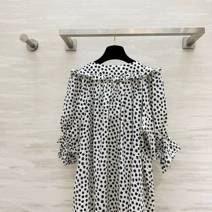 CHLOE 26S PLEATED SILK POLKA DOT BLOUSE STYLE 28
