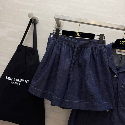 YSL 26S SHORT SLEEVE DENIM SHIRT & SHORTS SET 437
