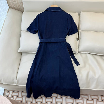 CELINE 26S LONG SHORT SLEEVE DENIM DRESS 367