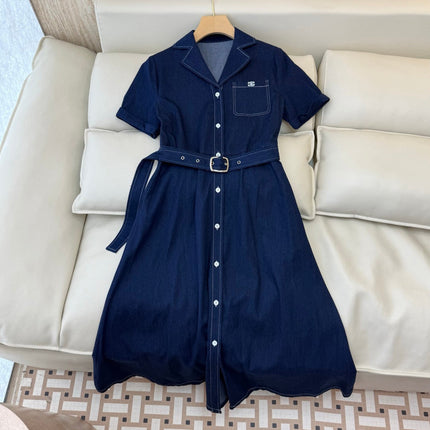CELINE 26S LONG SHORT SLEEVE DENIM DRESS 367