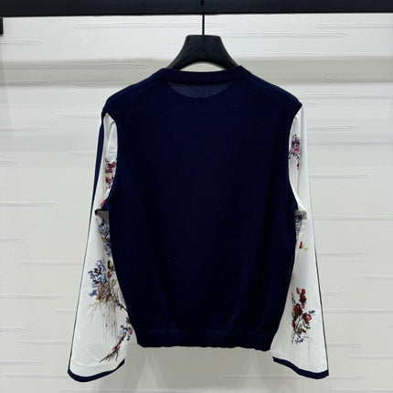 ERDOS FLORAL PATTERN CREW NECK LONG-SLEEVE KNIT CARDIGAN 274824