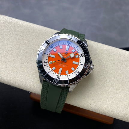 SUPEROCEAN AUTOMATIC 44 BLACK CERAMIC BEZEL GREEN RUBBER STRAP