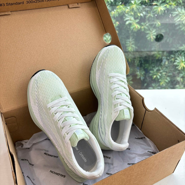 ALO 25S SALOMON SPECTUR SNEAKER IN LIGHT GREEN AND WHITE MESH FABRIC