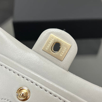 CHANEL 25S FLAP CHARM BAG 13 IN GREY LAMBSKIN
