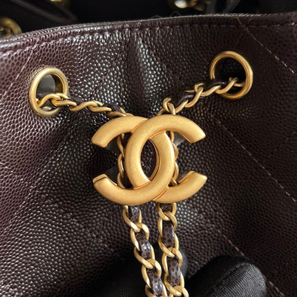CHANEL 25S HOBO BAG 40 IN DARK EARTH BROWN CAVIAR WITH GOLD HARDWARE