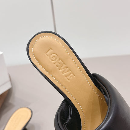 LOEWE 26S MULE HEELS 45MM IN BLACK LAMBSKIN GOLD HARDWARE