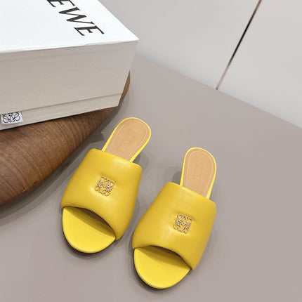 LOEWE 26S MULE HEELS 45MM IN YELLOW LAMBSKIN GOLD HARDWARE