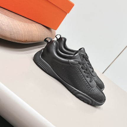 HM 26S TRAIL SNEAKERS IN BLACK PERFORATED CALFSKIN