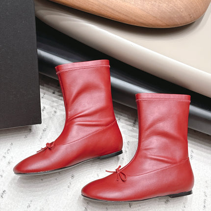CHANEL 26S ANKLE BOOTS IN RED CALFSKIN LACE UP FRONT