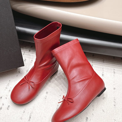 CHANEL 26S ANKLE BOOTS IN RED CALFSKIN LACE UP FRONT