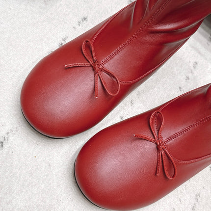 CHANEL 26S ANKLE BOOTS IN RED CALFSKIN LACE UP FRONT