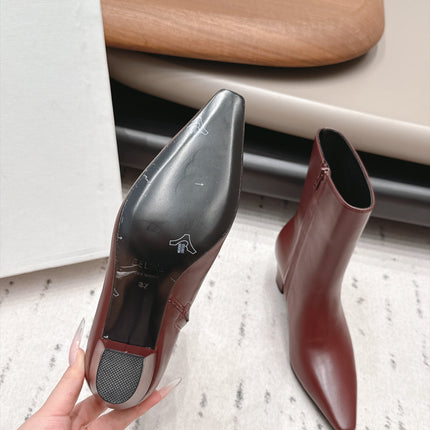 CELINE 26S ANKLE BOOTS 60 MM IN BURGUNDY SMOOTH CALFSKIN