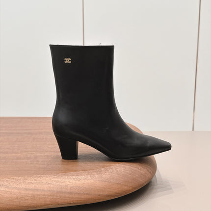 CELINE 26S ANKLE BOOTS 60 MM IN BLACK SMOOTH CALFSKIN