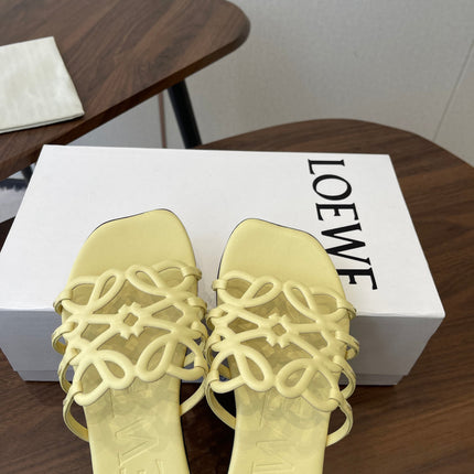 LOEWE 26S FLAT SANDALS IN BUTTER YELLOW CALFSKIN