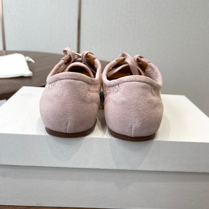 THE ROW 26S LACE UP SNEAKERS IN LIGHT PINK SUEDE